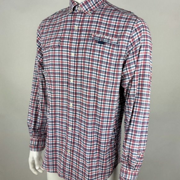 Vineyard Vines Crescent Bay Harbor Shirt Mens M Long Sleeve Button-up Pockets - Picture 4 of 14